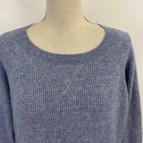 J. Crew Waffle Crewneck Sweater Large Supersoft Yarn Alpaca AU299 Oversized - Picture 3 of 7
